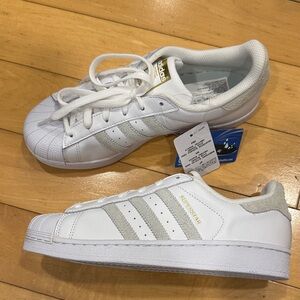 NWT Adidas Superstars with Green Suede